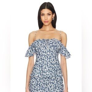 Faithfull The Brand‎ Menton Shirt In Leilani & Mid Blue Size XL